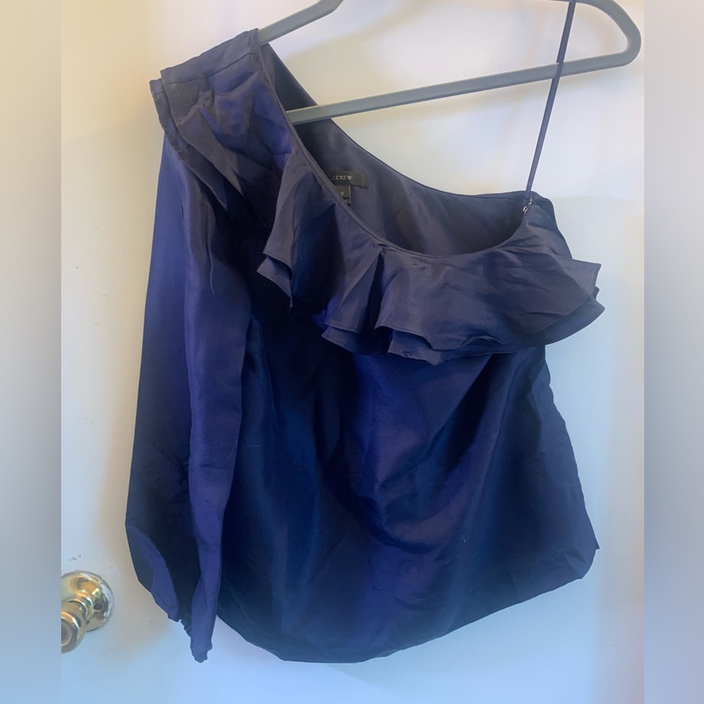 J. Crew Silk One Shoulder Ruffle Blouse